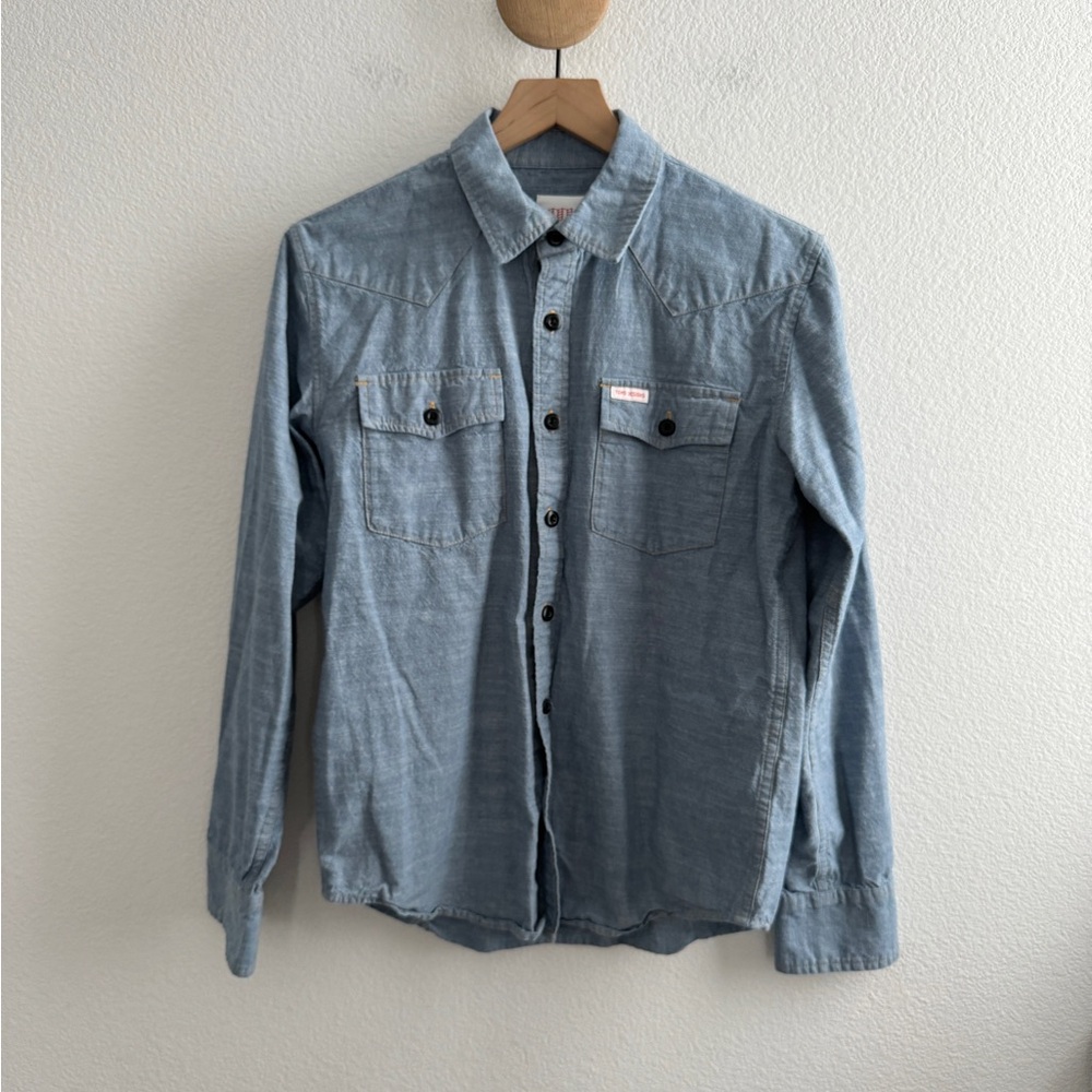 Topo Designs Chambray Workwear Western Button Up Shirt